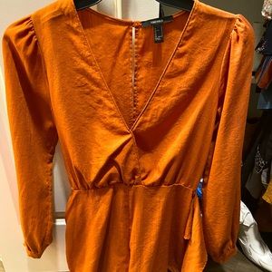 Forever 21 Orange wrap romper